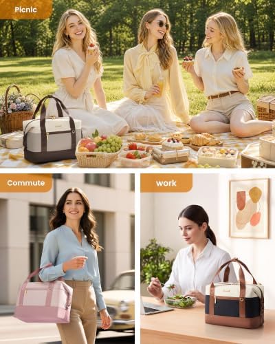 LOVEVOOK Insulated Lunch Box for Women Men, Expandable Leakproof Tote