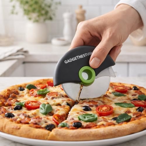 2 Pack Pizza Cutter Wheel –Sharp Premium 18/8 Stainless Steel Blade with Protective Cover – Easy Grip Slicer for Pizza, Dough, Pastry & More