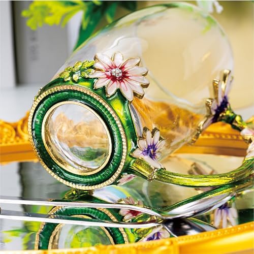 Flower Tea Cup ,Daisy Flower Clear Glass Fancy Coffee Mug with Spoon,Gift Box for Her Mom Wife Grandma Girls Friends Valentines Christmas Birthday Present Idea for Juice,Hot And Cold Drinks Use