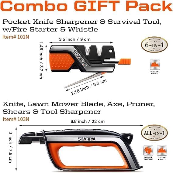 SHARPAL Pocket Knife Sharpener & Garden Tool Sharpener, Combo Gift Pack