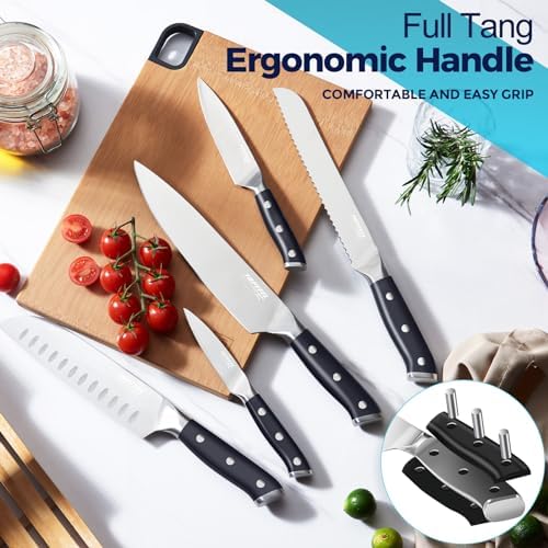 Topfeel 6PCS Kitchen Knife Set with In-Drawer Bamboo Knife Block