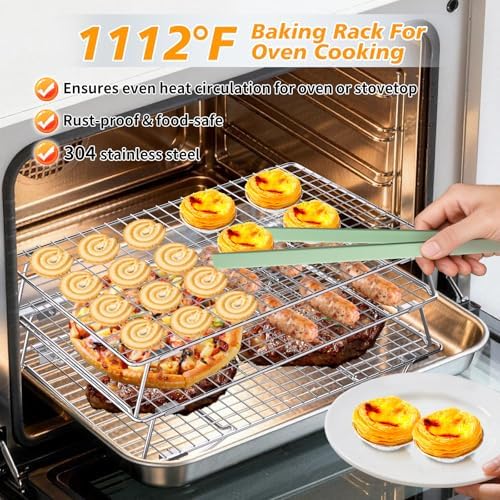 Cooling Racks for Baking 13.4"x9.3",3-Tier Stackable Stainless Steel Wire Cookie Cooling Racks for Baking, Cooling Racks for Cooking and Baking Cookie Pizza Cake, Oven and Dishwasher Safe