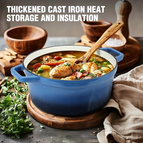 HAUSHOF 5.3QT Enameled Cast Iron Dutch Oven, Non-Stick Pot