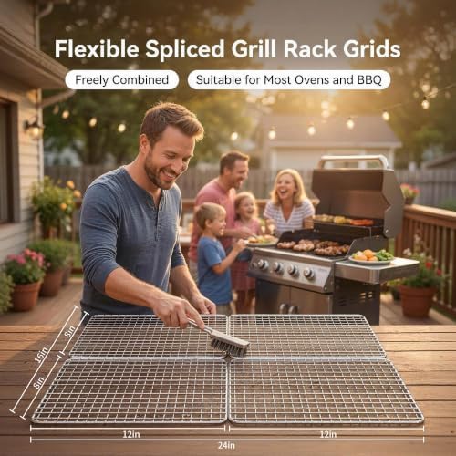 48 PCS 12 "x 8" Disposable Grill Rack Grids,BBQ Roasting Rack
