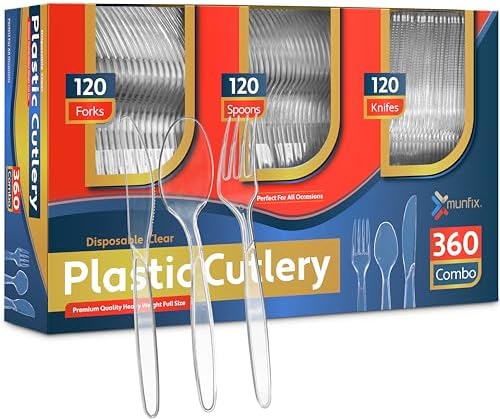 360 Count Clear Plastic Silverware Set Disposable Cutlery