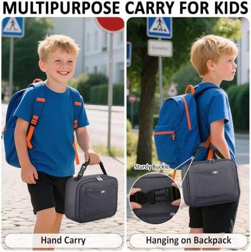 Tenot Lunch Box Kids Insulated Lunch Tote Bag Grey