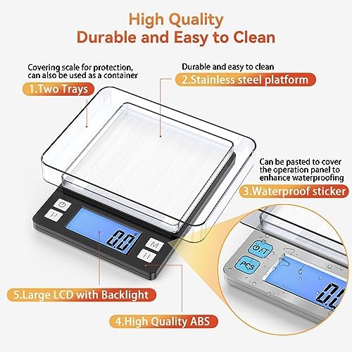 BOMATA Upgraded Small Food Scale with 0.1 g/0.001 oz High Precision