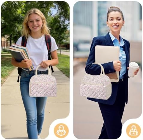 Coobiiya Lunch Box Lunch Bag for Women Men,Reusable Cute Lunch Pail bag,Leakproof,Insulated LunchBox Tote Compact 10L, Cooler Lunch Container for Work Travel Office Floral