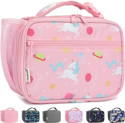 GYEUKHAM Insulated Lunch Box for School, Thermal Reusable Durable Freezable Lunch Bags for Kids Boys Girls Men Women - Small Soft Cooler Portable Lunch Tote Kit for Work Picnic Travel,Pink Unicorn