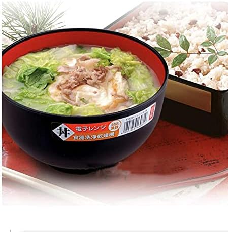 JapanBargain, 2-Pack Authentic Japanese Plastic Ramen Bowl, Black and Red Lacquered Style Noodle Soup Bowl, Made in Japan, Food Safe BPA Free, Microwave and Dishwasher Safe, 23oz