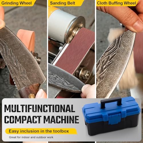 3-in-1 Mini Belt Sander 7-Speed Knife Sharpener Bench Grinder