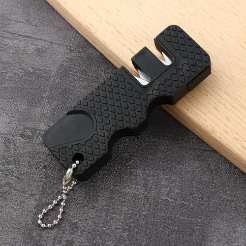 2Pcs Black Pocket Knife Sharpener, Handheld Keychain Sharpening Tool For Outdoor Camping Kitchen Knives Accessories Kitchen Utensils and Gadgets