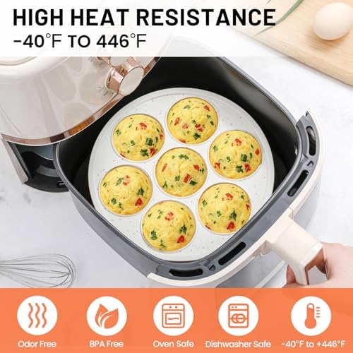 Vinino Silicone Air Fryer Muffin Pan with Reinforced Frame, Egg Bite Mold