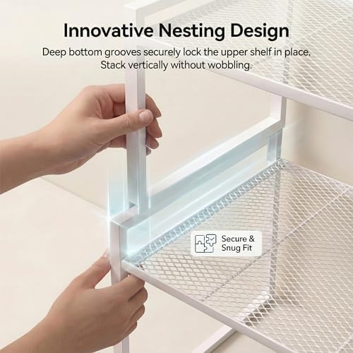 Stackable Kitchen Cabinet Organizer Shelves Pantry Rack Set of 2