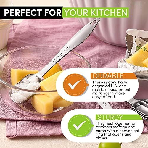 Spring Chef Stackable Stainless Steel Measuring Spoons Set of 6 w/Leveler
