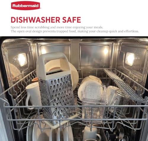 Rubbermaid EZ Grip Box Grater, Stainless Steel Cheese Grater & Container - BPA Free Multi-Surface Cheese Shredder & Food Grater Coconut Milk | Graters for Kitchen -Non-Slip Base, Dishwasher Safe