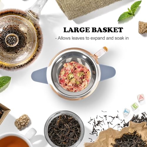 Tea Infuser for Loose Leaf Tea, 304 Stainless Steel Strainer Basket Silver