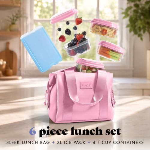 Fit & Fresh Remi Neoprene Lunch Bag for Women w/Ice Pack & Containers