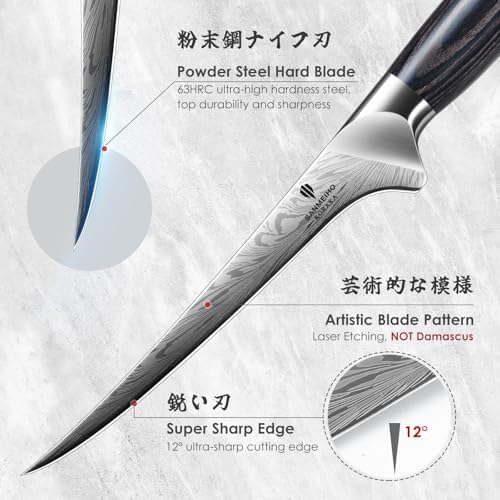 Fillet Knife 7 Inch, Powder Steel Boning Knife