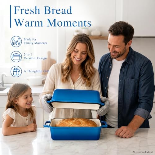 11x5 Inch Cast Iron Loaf Pan with Lid, Sourdough Bread Baking