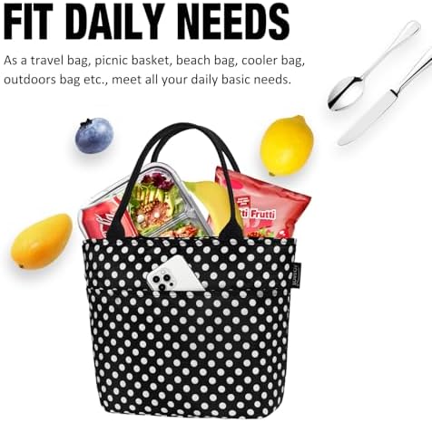 Aosbos Lunch Tote Bag,Insulated Lunch Bag For Women,Work,Office,Polka Dot