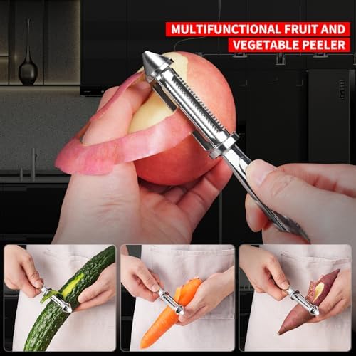 MAD SHARK Y & I Vegetable Peeler 2 Pack, Stainless Steel Serrated Blade Set