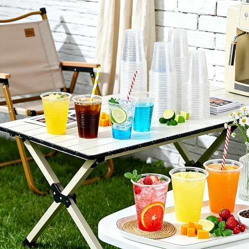 200 pack 12 oz clear plastic cups - Disposable cold drink party cups, Drinking cups for Birthday, Picnic, Travel, Christmas, Wedding and More