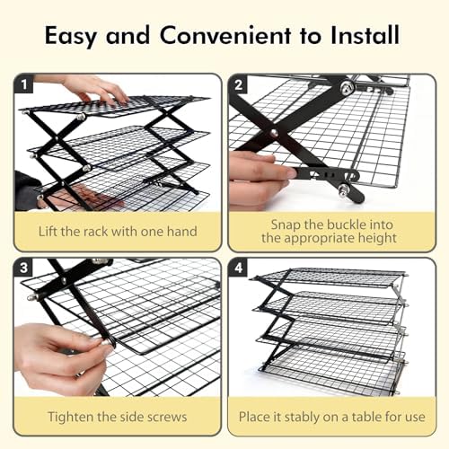 4 Tier Collapsible Cooling Rack for Baking, Adjustable cooling Rack