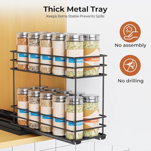 Mystozer Pull Out Spice Rack Organizer for Cabinet, Slide Out Spice Racks