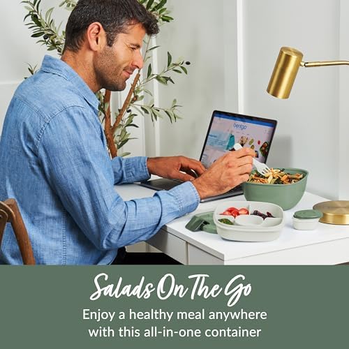 Bentgo Salad Container, Lunch Bowl with 4-Compartment Toppings Tray, 54 oz