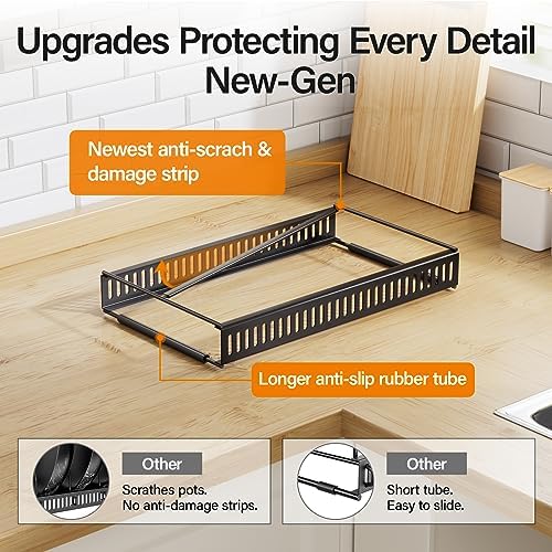 ORDORA Pots and Pans Organizer under Cabinet, 12-23" 10 Dividers Black