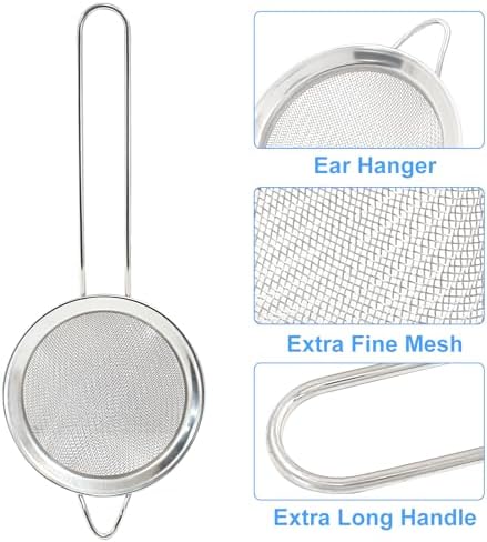 Piutouyar 8cm/3.15" Fine Mesh Strainers, Stainless Steel Kitchen Strainers
