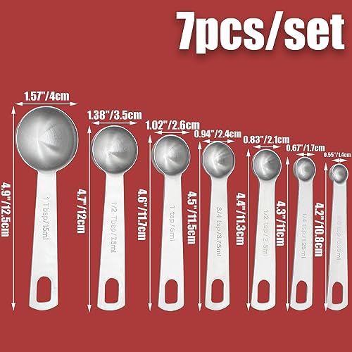 Luomorgo 7 Pcs/Set Measuring Spoons Set, Stainless Steel Tablespoons