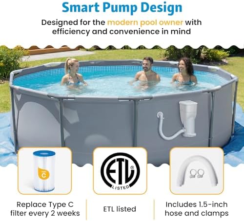 Funsicle SkimmerPlus 1,500 GPH 2-in-1 Filter Pump and Skimmer System for Above Ground Swimming Pools - Pool Cleaning and Maintenance
