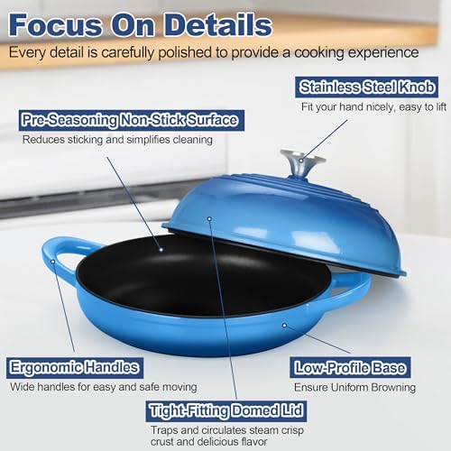 TeamFar Cast Iron Bread Dutch Oven, 6 Qt Enameled Dutch Oven Pot