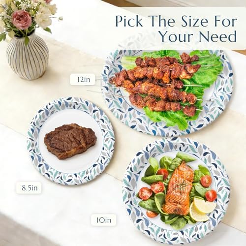 OuMuaMua 8.5 Inch Paper Plates, 150 Count Disposable Paper Plates