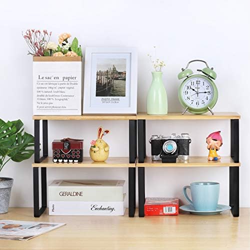 NEX Bamboo Cabinet Organizer Shelf, Kitchen Counter Shelves Set of 4