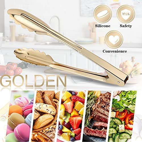 MSY BIGSUNNY 9 Inch Kitchen Food Tongs, Buffet Tongs, Serving Tongs for Cooking, Grilling, Aluminum Tongs - Set of 3 (multi color)