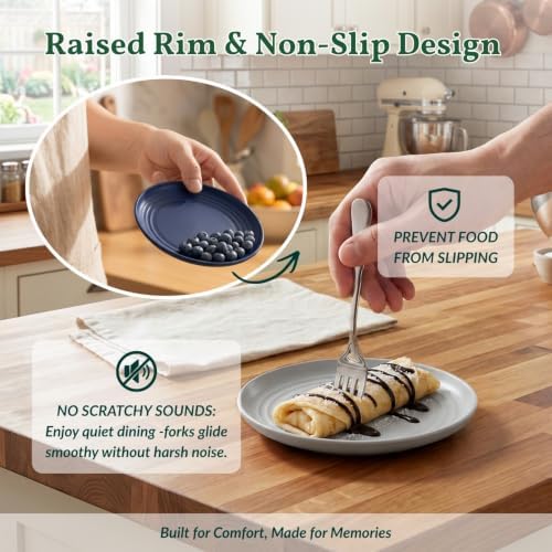 Homienly Wheat Straw Mini Plates | For Dessert, Appetizer, Breakfast & Snacks | Long-lasting Plastic Plates & Salad Plates Collection -8-Pack Small Plate Set -Island Series