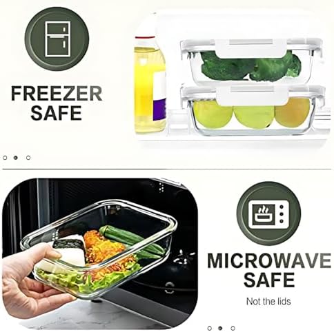 KOMUEE 30 Pieces Glass Food Storage Containers Set, White