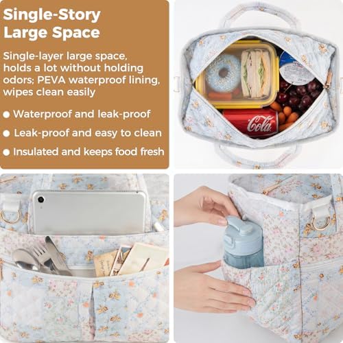 Large Lunch Box for Women, Insulated Lunch Bag for Work, Patchwork