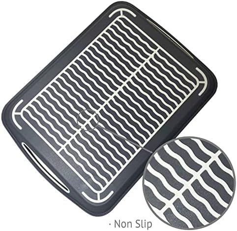 Non-Slip Serving Tray with Handles, 17.7" x 12.4" Large Food Tray Serving Platter (Gray, 3 Pack)