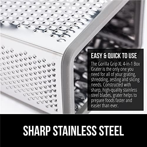 GORILLA GRIP® XL 4-Sided Stainless Steel BPA-Free Cheese Grater, Gray