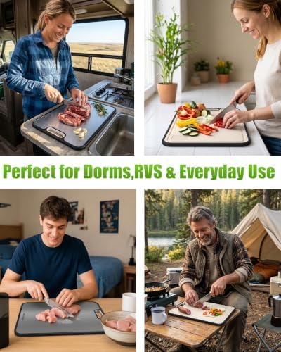 Non Toxic Titanium Cutting Board for Kitchen, Food Grade Titanium Cutting Boards 2 in 1 Double Sides, Non Slip Cutting Mat 15" x 10"