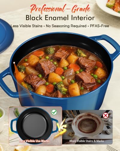 Nuwave 6 Qt PFAS-Free Enameled Cast Iron Dutch Oven Pot with Lid, Santorini