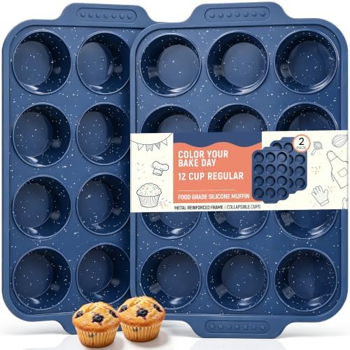 Silicone Muffin Pans for Baking with Metal Reinforced Frame