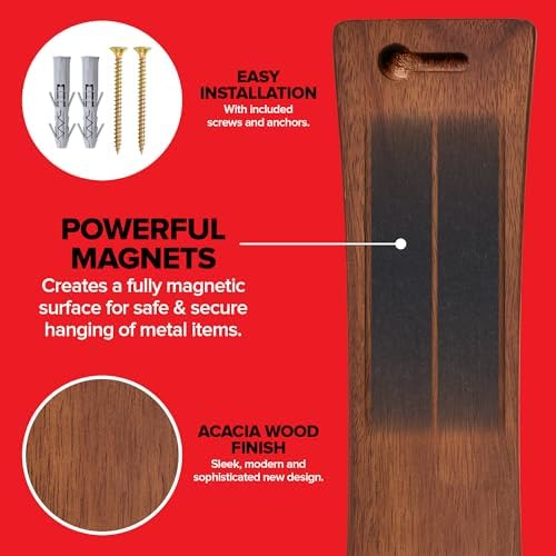 Modern Innovations Magnetic Knife Holder, 12 Inch, Acacia Wood