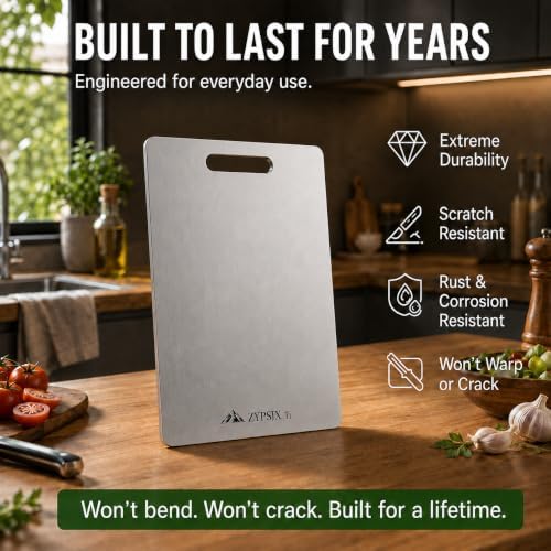 Titanium Cutting Board, 100% Pure Titanium Cutting Boards for Kitchen, Non-Toxic, Double-Sided Food Grade Chopping Board for Meat, Fruit & Daily Cooking 14"x10"
