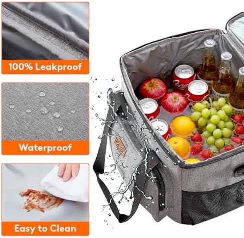 Lifewit Medium Lunch Bag Insulated Lunch Box Soft Cooler Cooling Tote for Adult Men Women, Gray 48-Can (33L)