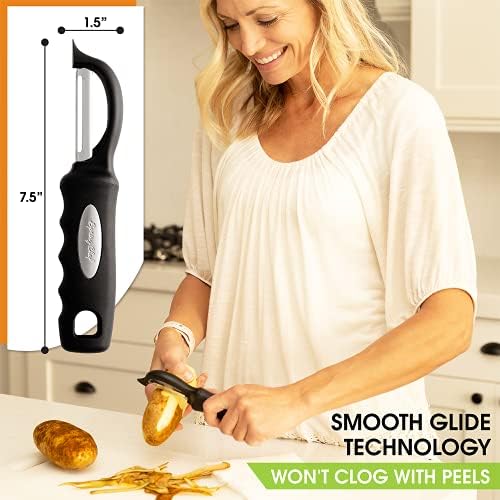 Spring Chef Swivel Vegetable Peeler with Soft Grip Handle, Set of 2, Black